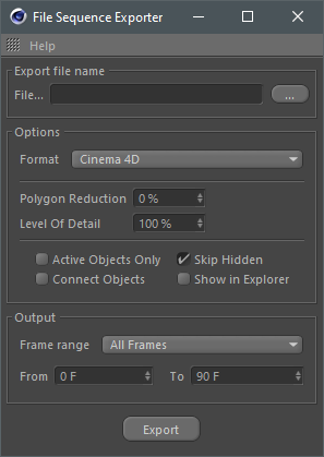 File Sequence Exporter Interface