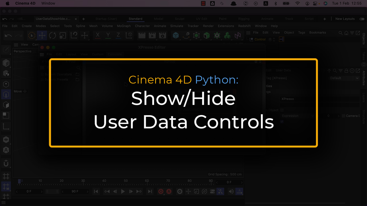 Cinema 4D XPresso: Show Hide User Data Elements