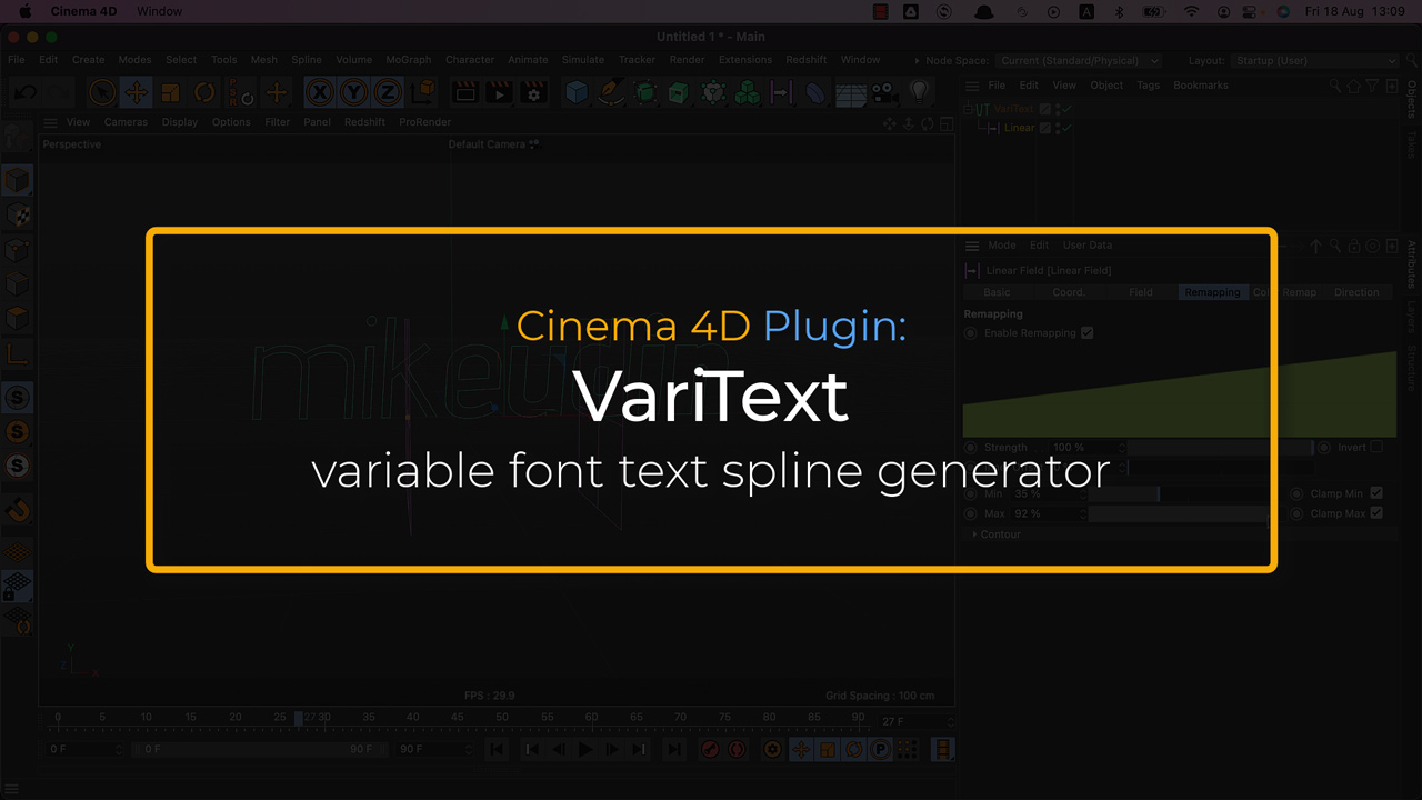 VaryText for Cinema 4D. Variable fonts text generator